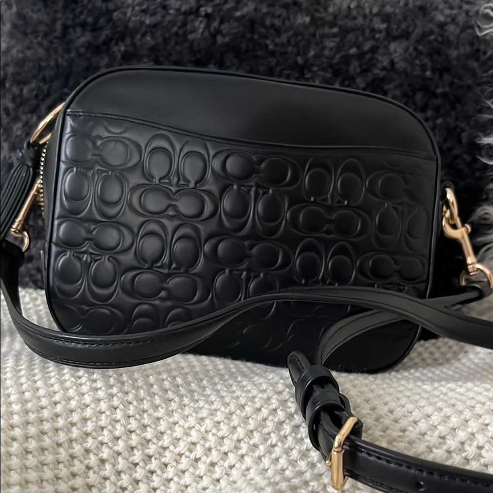 Coach Black Embossed Leather Crossbody Bag